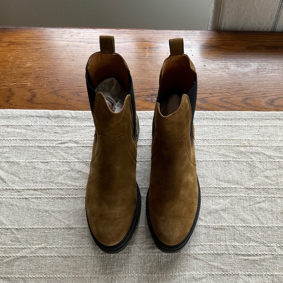 SEZANE Lena Suede Lug Sole Boots - Picture 3 of 8
